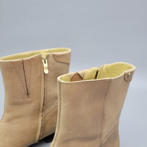 Bussola Size 39/8.5 Caramel Leather Ankle Boots Booties Lined Comfort Side Zip - Picture 8 of 13
